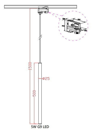 Lungo 1 złota wisząca do szynoprzewodu 3F (LP-894/1P GD 3F) - Light Prestige