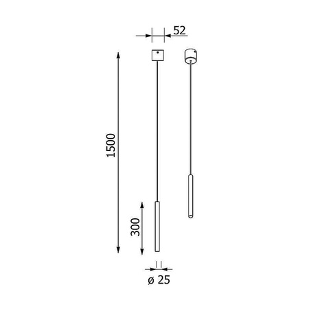 NER 300 wisząca max. 1x2,5W, G9, 230V, przewód czarny, kolorota (gładki mat) (T169/A7L/962) - Cleoni