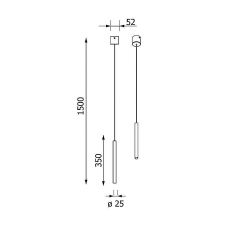 NER 350 wisząca max. 1x2,5W, G9, 230V, przewód czarny, kolor miedzi (gładki mat) (T169/A6L/961) - Cleoni