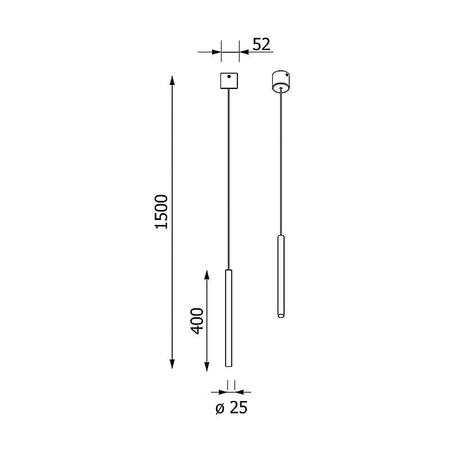 NER 400 wisząca max. 1x2,5W, G9, 230V, przewód czarny, kolorota (gładki mat) (T169/A5L/962) - Cleoni