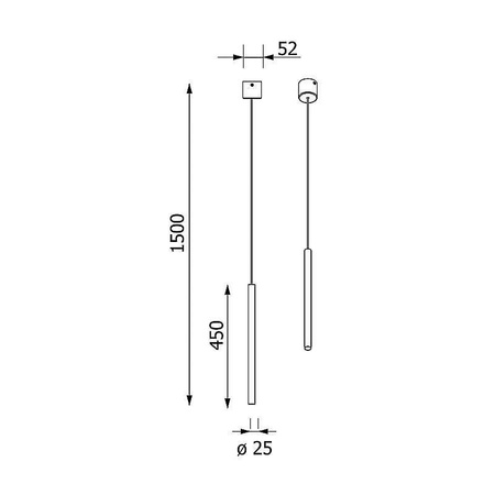 NER 450 wisząca max. 1x2,5W, G9, 230V, przewód czarny, kolorota (gładki mat) (T169/A4L/962) - Cleoni