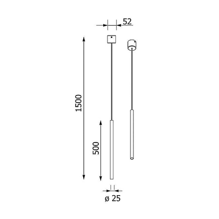NER 500 wisząca max. 1x2,5W, G9, 230V, przewód czarny, kolorota (gładki mat) (T169/A3L/962) - Cleoni