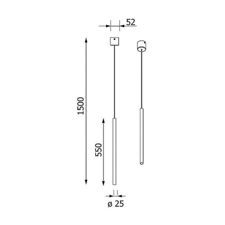 NER 550 wisząca max. 1x2,5W, G9, 230V, przewód czarny, kolor miedzi (gładki mat) (T169/A2L/961) - Cleoni