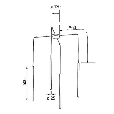 NER PANEL ZAS4 wisząca max. 4x2,5W, G9, 230V, przewód czarny, kolor miedzi (gładki mat) (T169/ZAS4/961) - Cleoni