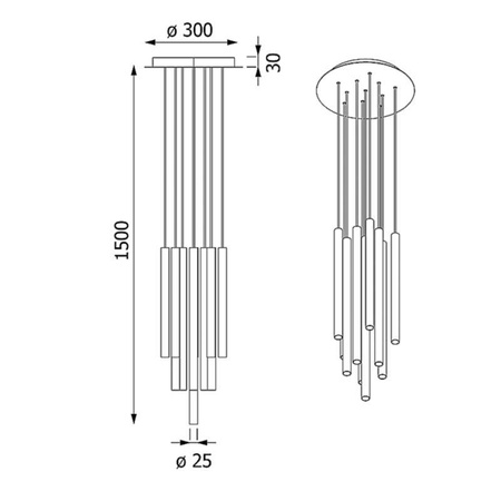 NER PANEL ZBE11 wisząca max. 11x2,5W, G9, 230V, przewód czarny, kolor miedzi (gładki mat) (T169/ZBE11/961) - Cleoni