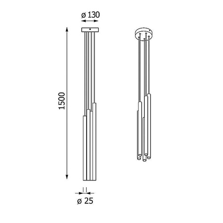 NER PANEL ZBH5 wisząca max. 5x2,5W, G9, 230V, przewód czarny, kolorota (gładki mat) (T169/ZBH5/962) - Cleoni
