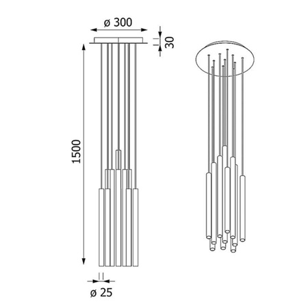 NER PANEL ZBK11 wisząca max. 11x2,5W, G9, 230V, przewód czarny, kolor miedzi (gładki mat) (T169/ZBK11/961) - Cleoni