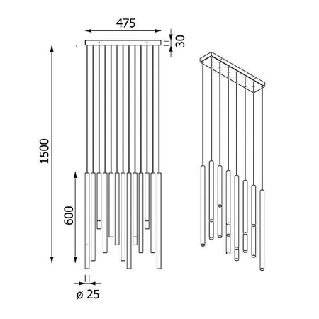 NER PANEL ZPD20 wisząca max. 20x2,5W, G9, 230V, przewód czarny, kolor miedzi (gładki mat) (T169/ZPD20/961) - Cleoni