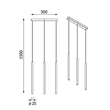 NER PANEL ZPD3 wisząca max. 3x2,5W, G9, 230V, przewód czarny, kolor miedzi (gładki mat) (T169/ZPD3/961) - Cleoni