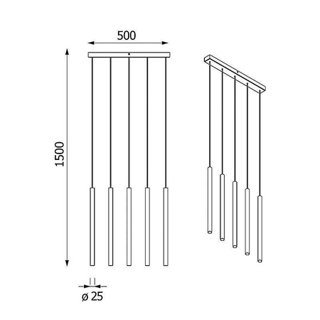 NER PANEL ZPD5 wisząca max. 5x2,5W, G9, 230V, przewód czarny, kolorota (gładki mat) (T169/ZPD5/962) - Cleoni