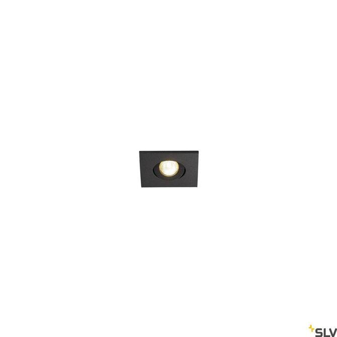 NEW TRIA MINI SET, lampa wpuszczana, dioda Power LED, 3000K, kwadratowa, czarna matowa, 30°, z zasilaczem i sprężynami zaciskowymi (114400) - SLV