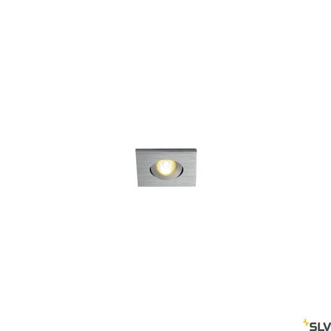 NEW TRIA MINI SET, lampa wpuszczana, dioda Power LED, 3000K, kwadratowa, szczotkowane aluminium, 30°, z zasilaczem i sprężynami zaciskowymi (114406) - SLV