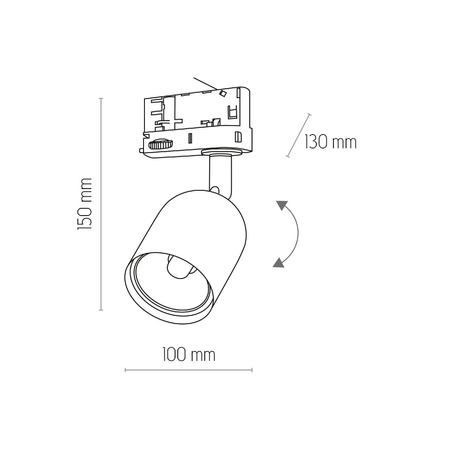 Oprawa na szynoprzewód TRACER TRÓJOBWODOWY BLACK 1 PŁ GU_10 (6059) - TK Lighting
