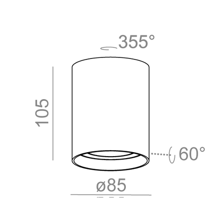 Oprawa natynkowa TUBA next 50 LED M930 kol. BIAŁY STRUKTURA (46975-M930-F1-00-13) - Aqform