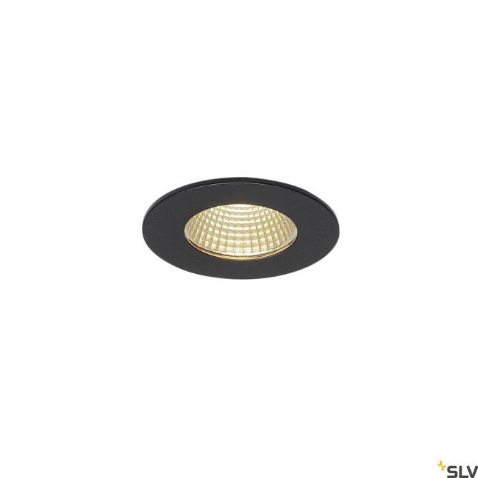 PATTA-I, lampa wpuszczana, LED, 3000K, okrągła, czarna matowa, 38°, z zasilaczem (114420) - SLV