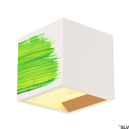 PLASTRA, lampa ścienna, QT14, kwadratowa, Cube, biały gips, maks. 42 W (148018) - SLV