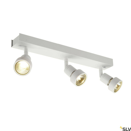 PURI 3, lampa ścienna i sufitowa, trzypunktowa, QPAR51, kolor biały matowy, maks. 150 W, z pierścieniem dekoracyjnym (147381) - SLV