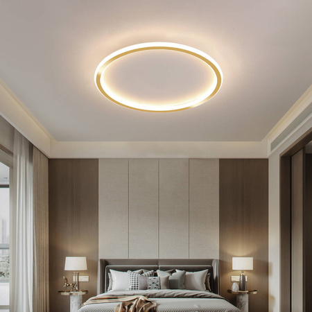 Plafon LED okrągły Złoty 500*45mm 36W - trzy barwy, ściemnialny - Pilot (Abigali-MD1803-R50-Y-G)