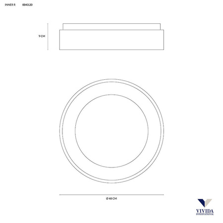 Plafon lub kinkiet INNER R Ø 48 cm, Kol. Czarny (0043.20.NE) - Vivida