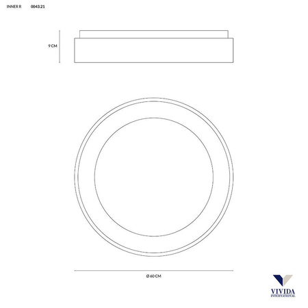 Plafon lub kinkiet INNER R Ø 60 cm, Kol. Czarny (0043.21.NE) - Vivida