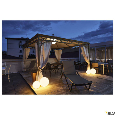 ROTOBALL FLOOR 25, lampa podłogowa outdoor, TC-(D,H,T,Q)SE, IP44, kula, biała, Ø 25 cm, maks. 24W (227219) - SLV