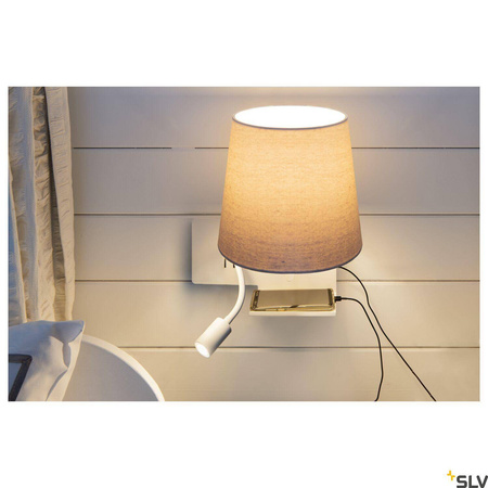 SOMNILA FLEX, lampa ścienna natynkowa LED indoor, 3000K, kolor biały, wersja prawa, ze złączem USB (1003460) - SLV