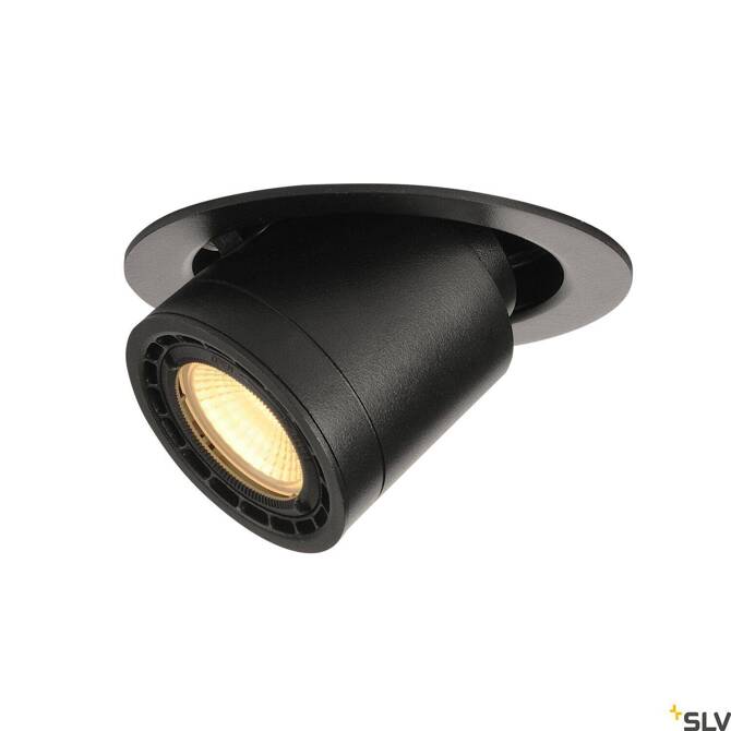 SUPROS 78, lampa wpuszczana, LED, 3000K, okrągła, wychylna, czarna, soczewka 60°, 9W (116320) - SLV