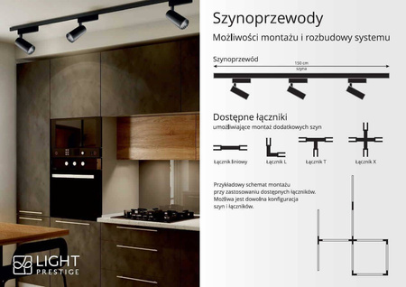 Szynoprzewód 3F 2m czarny (LP-571/2M-3F BK) - Light Prestige