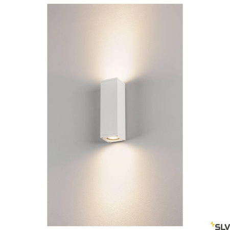 THEO, zewnętrzna oprawa ścienna, QPAR51, IP44, kształt prostopadłościanu, up/down, biała, maks. 70 W (229531) - SLV