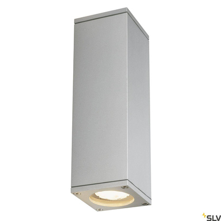 THEO, zewnętrzna oprawa ścienna, QPAR51, IP44, prostopadłościan, up/down, srebrnoszara, maks. 70 W (229532) - SLV