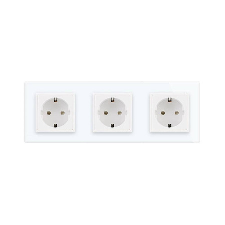 Trzy gniazda elektryczne koloru srebrnego z bolcem 16A - 230V (VL-W03FR-64) LIVOLO