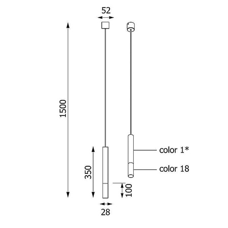 Wisząca lampa tuba NERON 350 (T174/BQL/963/116) - Cleoni czarno srebrna