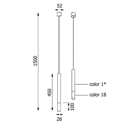 Wisząca lampa tuba NERON 450 (T174/RTL/963/116) - Cleoni czarno srebrna