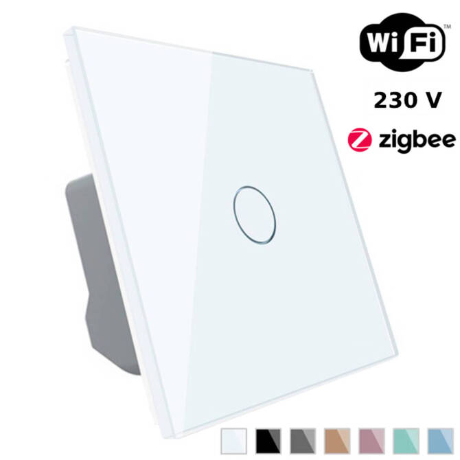 Wkład włącznika dotykowego pojedynczego ZigBEE WiFi z białym panelem szklanym (VL-C701Z-61) LIVOLO