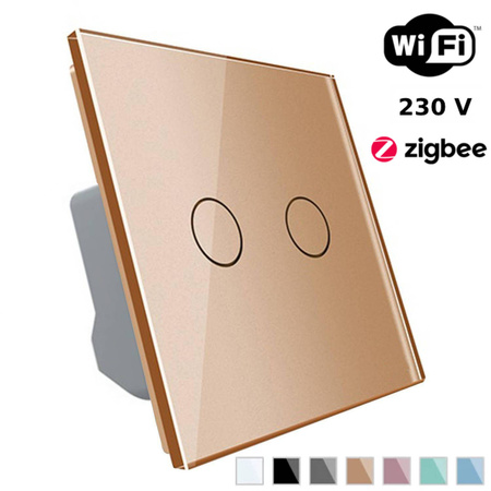 Włącznik dotykowy LIVOLO podwójny ZIGBEE złoty (VL-C702Z-63) LIVOLO