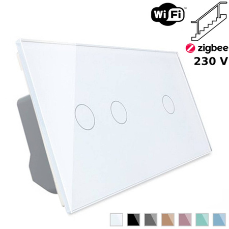 Włącznik dotykowy Schodowo - krzyżowy 2 + 1 ZIGBEE w kolorze białym (VL-C7012SZ-61) LIVOLO