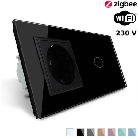 Włącznik dotykowy ZIGBEE z gniazdem elektrycznym czarny (VL-C701GZ-62) LIVOLO