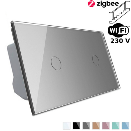 Włącznik dotykowy krzyżowo-schodowy 1 + 1 ZIGBEE srebrny (VL-C7011SZ-64) LIVOLO