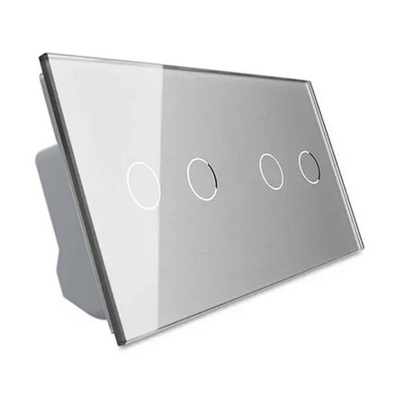 Włącznik dotykowy podwójny + podwójny ZIGBEE z podwójnym panelem szklanym w kolorze srebrnym 2 + 2 (VL-C7022Z-64) LIVOLO