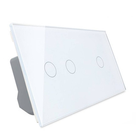 Włącznik dotykowy podwójny + pojedynczy ZIGBEE i Podwójny panel szklany w kolorze białym (VL-C7012Z-61) LIVOLO