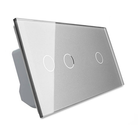 Włącznik dotykowy podwójny + pojedynczy ZIGBEE i Podwójny panel szklany w kolorze srebrnym (VL-C7012Z-64) LIVOLO