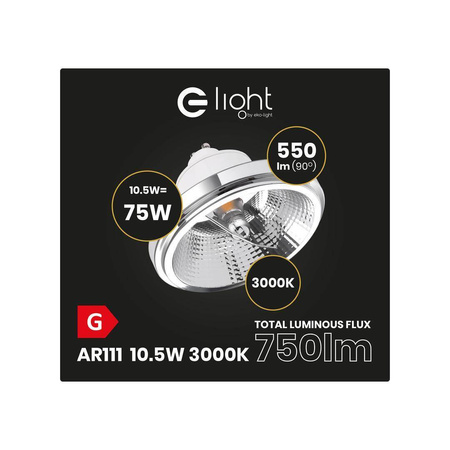 ŻARÓWKA AR111 - 10,5W GU10 3000K/ Biała z odbłyśnikiem (AR8614) - Eko-Light