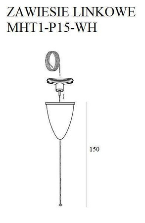 Zawiesie linkowe DOBAC TRACK 1.5 m białe z regulacją bez uchwytu (MHT1-P15-WH) - Maxlight