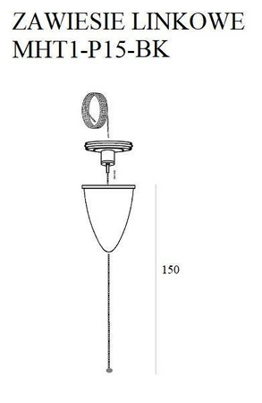 Zawiesie linkowe DOBAC TRACK 1.5 m czarne z regulacją bez uchwytu (MHT1-P15-BK) - Maxlight