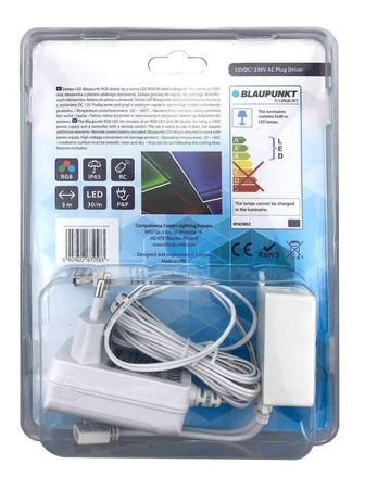 Zestaw taśma LED RGB 12V 3M IP20 PILOT+CE ADAPTER blister (BLAUPUNKT-TL12RGB-SET)